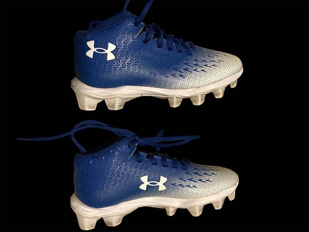 Under Armour boys Football Cleats Royal Blue/White Size 13K